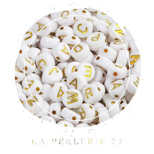 Kit de perles plates - lettres alphabet et perles rocailles blanc x80 gr -  Perles & Co
