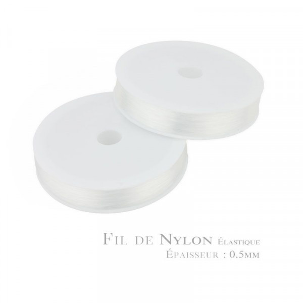 Fil de nylon élastique 0.50mm transparent x20m - la Perlerie 22