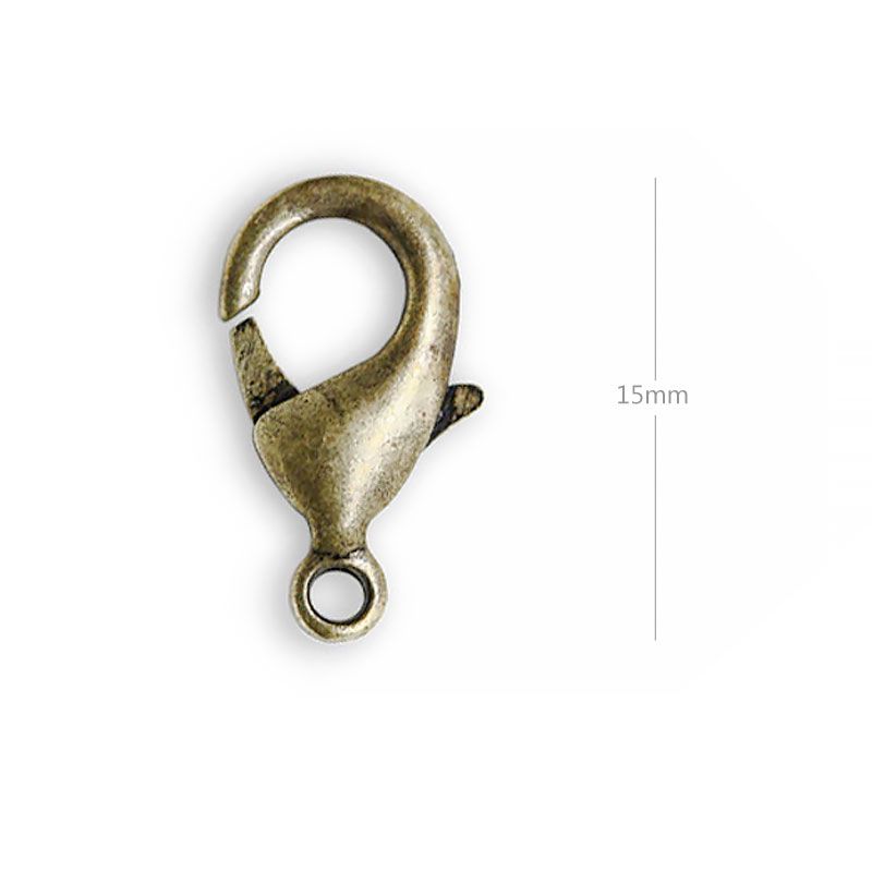 Accessoires création fermoirs mousquetons 15 mm 10 pièces Bronze